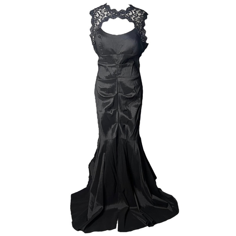 Xscape Black Lace-Back Maxi Dress